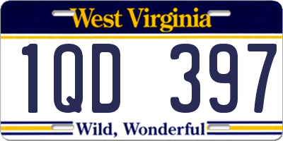 WV license plate 1QD397