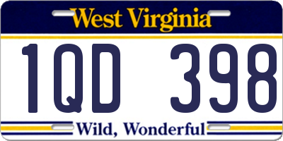 WV license plate 1QD398