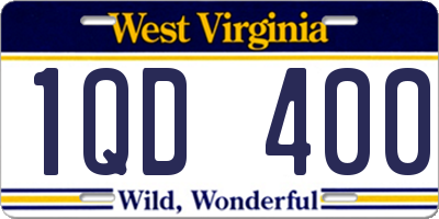 WV license plate 1QD400