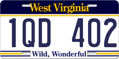 WV license plate 1QD402