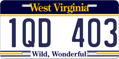 WV license plate 1QD403