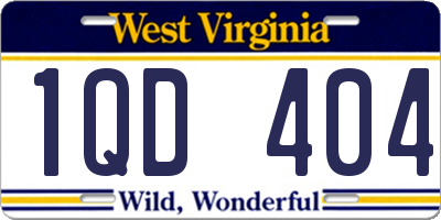 WV license plate 1QD404