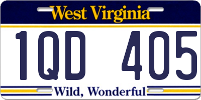 WV license plate 1QD405