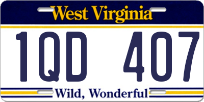 WV license plate 1QD407