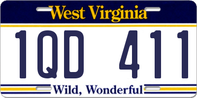 WV license plate 1QD411