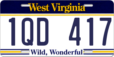 WV license plate 1QD417