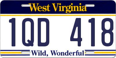 WV license plate 1QD418