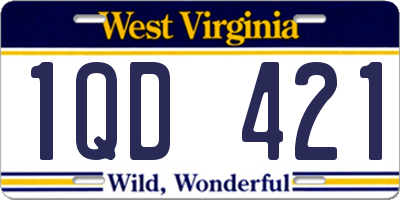 WV license plate 1QD421