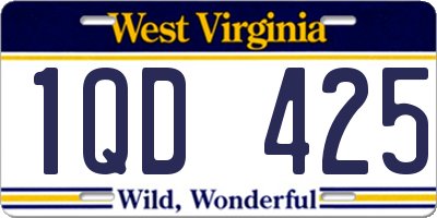 WV license plate 1QD425