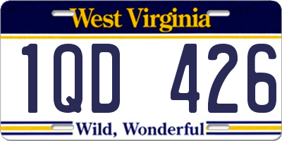 WV license plate 1QD426