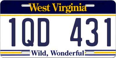WV license plate 1QD431