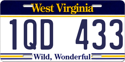 WV license plate 1QD433