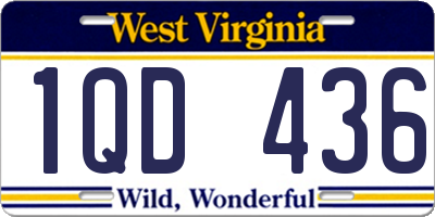 WV license plate 1QD436