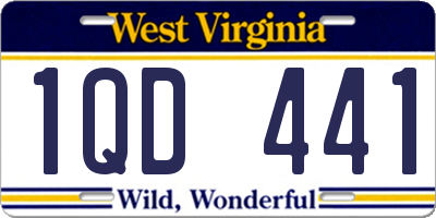 WV license plate 1QD441