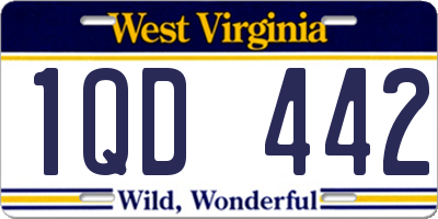 WV license plate 1QD442