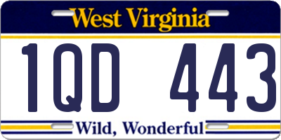 WV license plate 1QD443