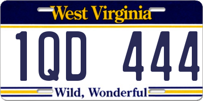 WV license plate 1QD444