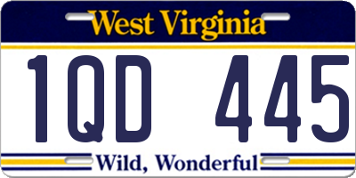 WV license plate 1QD445