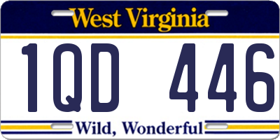 WV license plate 1QD446