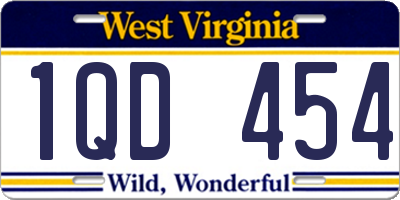 WV license plate 1QD454