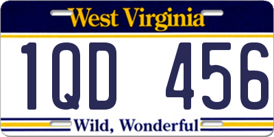 WV license plate 1QD456