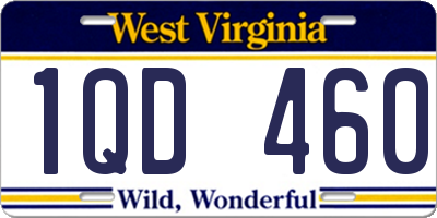 WV license plate 1QD460