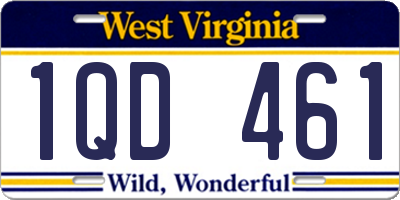 WV license plate 1QD461
