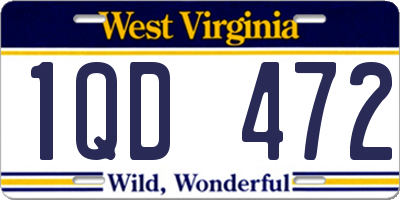 WV license plate 1QD472