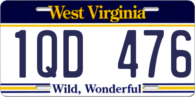 WV license plate 1QD476