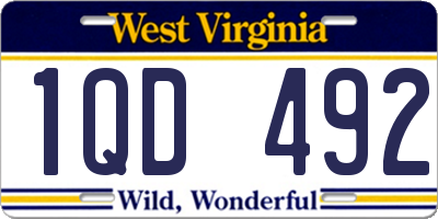 WV license plate 1QD492