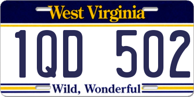WV license plate 1QD502
