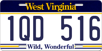 WV license plate 1QD516