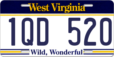 WV license plate 1QD520