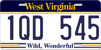 WV license plate 1QD545