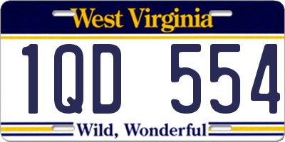 WV license plate 1QD554
