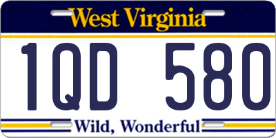 WV license plate 1QD580