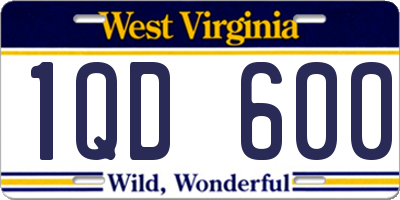 WV license plate 1QD600