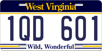 WV license plate 1QD601