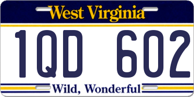 WV license plate 1QD602