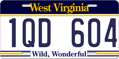 WV license plate 1QD604