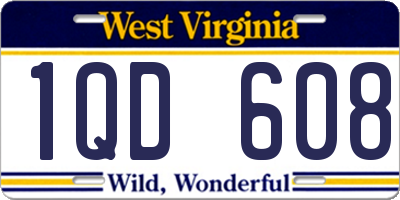 WV license plate 1QD608