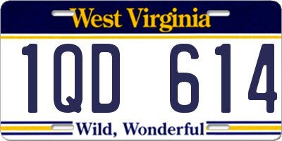 WV license plate 1QD614