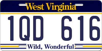 WV license plate 1QD616