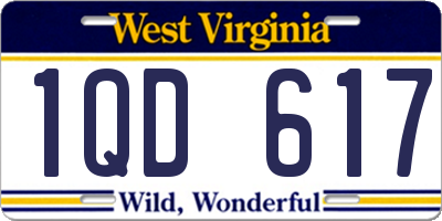WV license plate 1QD617