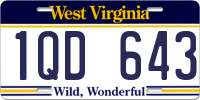 WV license plate 1QD643