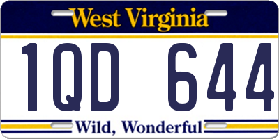 WV license plate 1QD644