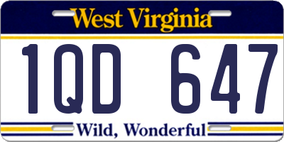 WV license plate 1QD647
