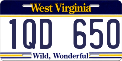WV license plate 1QD650
