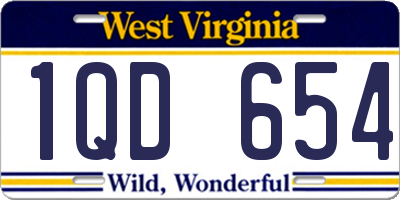 WV license plate 1QD654