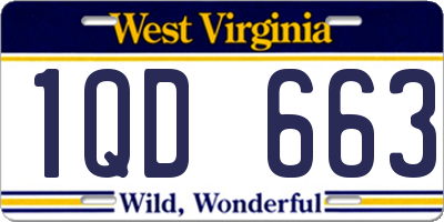 WV license plate 1QD663
